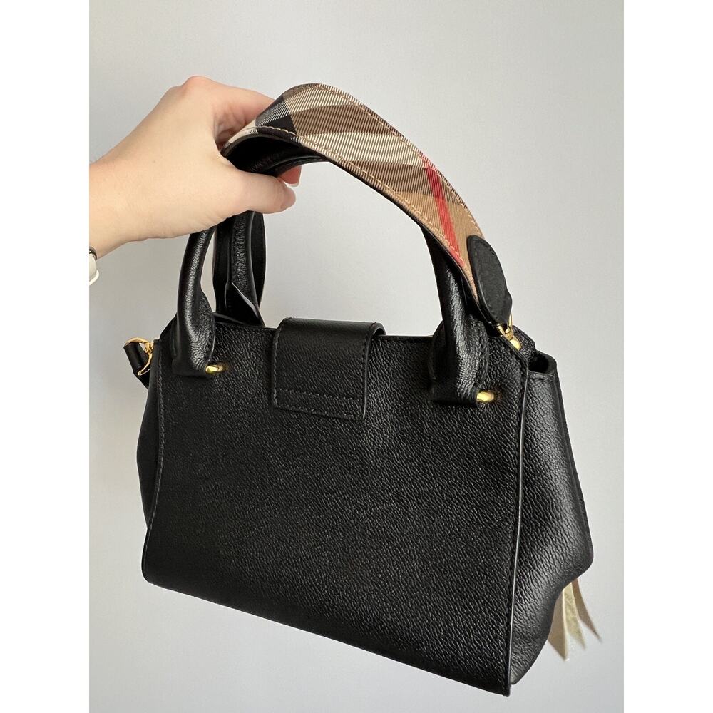 Burberry Black Grainy Leather Small Buckle Tote Bag - Picture 3 of 16